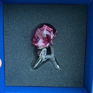 SWAROVSKI Elegant Pink Crystal Rose Ornament